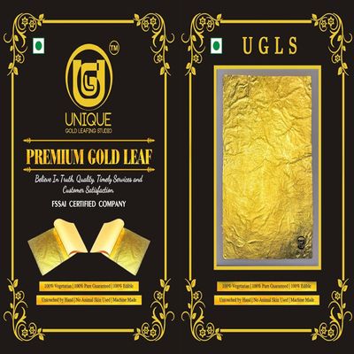 UGLS 24k Edible Gold Leaf Sheets 25 pcs - 3x4.inches for Sweets (Mithai) Decoration, Cakes Decoration, Worshipper (Pooja), Jain Temple, Face Facial Spa & Many More Benefits.