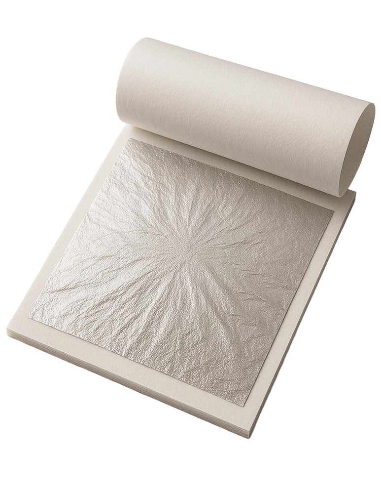 UGLS 24k Edible Silver Leaf Sheets 120 pcs - 3x5.inches for Sweets (Mithai) Decoration, Cakes Decoration, Worshipper (Pooja), Jain Temple, Face Facial Spa & Many More Benefits.