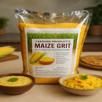 Lakshmi Premium Maize/Makka Girt/Daliya/Porrige 400 Gram| 100% Natural Desi Makkai Granded Grit | Fresh Desi Rava for Home & Commercial Use