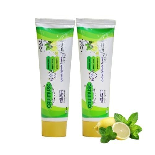 Cavimusc Anti-Cavity Toothpaste (Value Pack of 2) - Dentist-Crafted Formula for Strong Teeth & Cavity Prevention | Zesty Lemon Mint Flavour