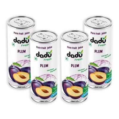 Dadu Fresh Plum Juice | Pure Natural Fruit Healthy Beverage | Not from Concentrate, No Added Sugar, No Preservatives or Artificial Flavours | Vitamin Rich & Naturally Refreshing | 4 Cans x 320ml (1280ml)