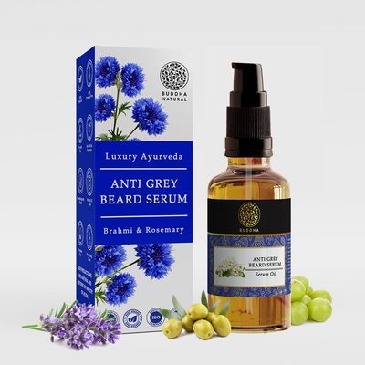 Buddha Natural Grey Beard Serum Oil - (25ml) - Restores Beard Color Naturally - 100% Natural Herbal Formula | Turns White Beard to Black