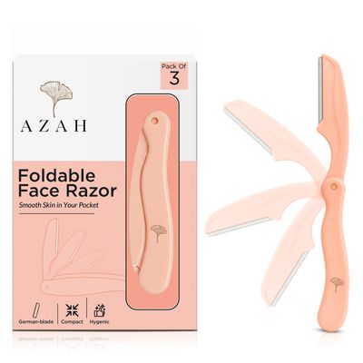 Azah Foldable Face Razor for Woman [Pack of 3] | Dermaplaning Face Rozor | Instant & Painless Facial Razors for Women Facial Hair | Perfect for Eyebrows, Upper Lip & Chin | Ideal for All skin Types