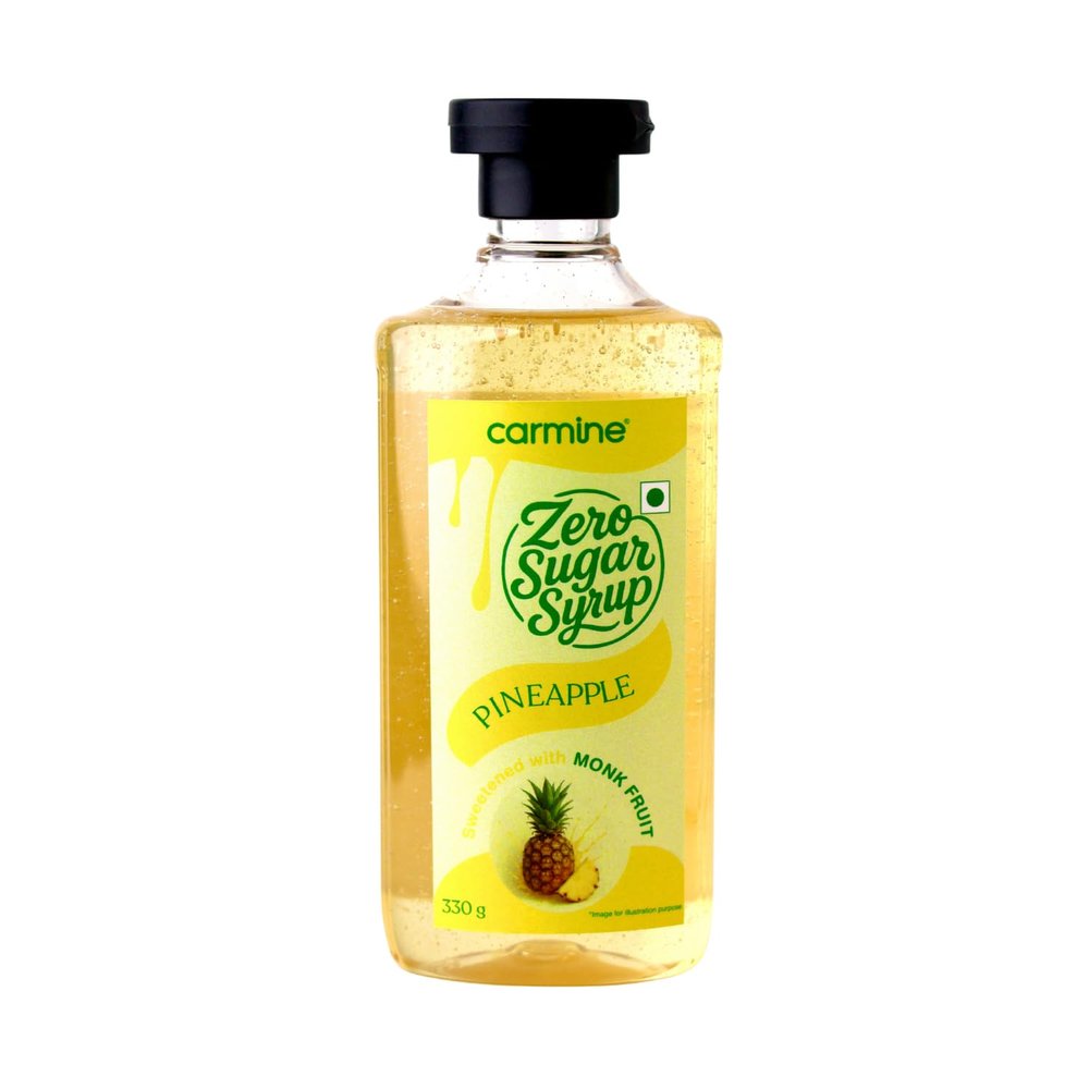 Carmine Zero Classic Pineapple Syrup  330g | New & Improved Recipe | Sweetened with Pure Monk Fruit | Natural, Plant-Based Sweetener | No Added Sugar or Artificial Ingredients | Low Carb, Keto & Diabetic Friendly | Clean Label Flavor for Coffee & Mo