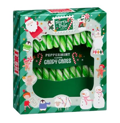 Candy Cane Peppermint Flavour Holiday Candy Sticks  Classic Green & White Christmas Sweets 120g (Imported)