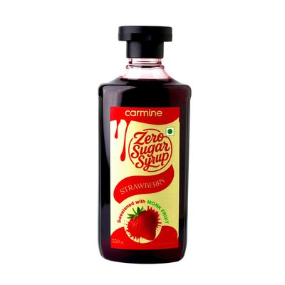 Carmine Zero Sugar Strawberry Syrup  330g | New & Improved Recipe | Sweetened with Pure Monk Fruit | Natural, Plant-Based Sweetener | No Added Sugar or Artificial Ingredients