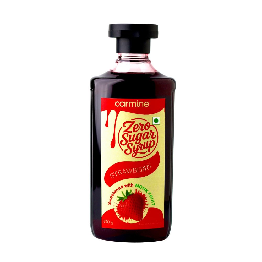 Carmine Zero Sugar Strawberry Syrup  330g | New & Improved Recipe | Sweetened with Pure Monk Fruit | Natural, Plant-Based Sweetener | No Added Sugar or Artificial Ingredients