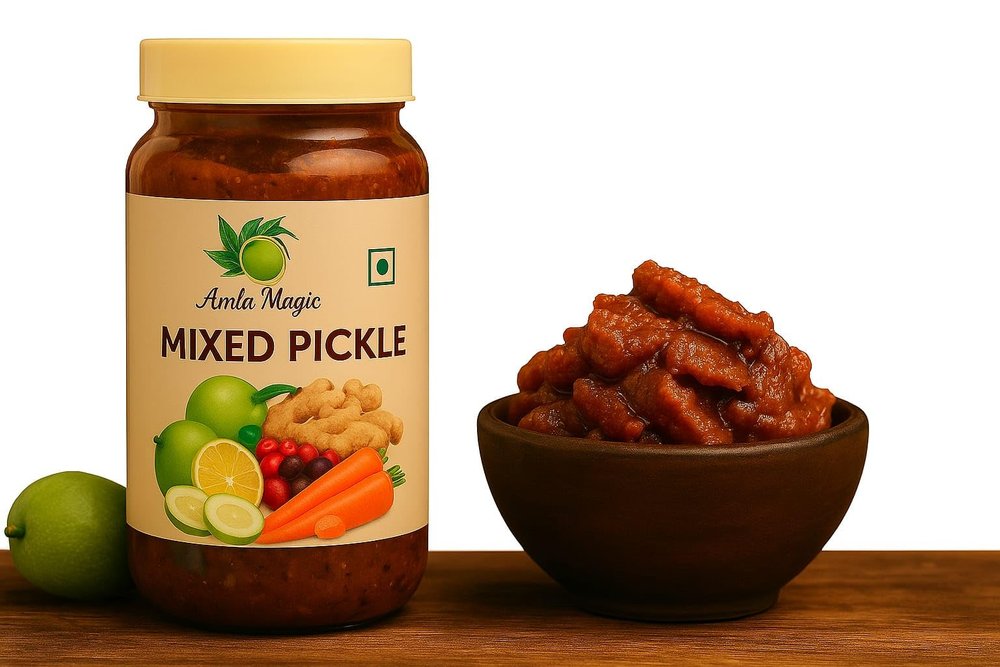 Amla Magic Mixed Vegetable Pickle, Traditional Indian Homemade Style, No Preservatives, Premium Spices and Fresh Seasonal Vegetables 1kg (1kg)
