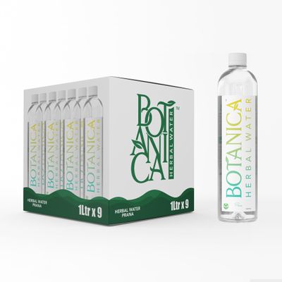 Botanica Herbal Water Pack of 9 | 1000ml PET Bottles | Natural Vetiver, Cardamom, Cinnamon, Cloves & Lemon Infused Beverage | Vegan Hydration Drink for Digestion, Detox and Skin Health