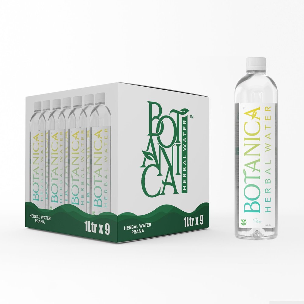 Botanica Herbal Water Pack of 9 | 1000ml PET Bottles | Natural Vetiver, Cardamom, Cinnamon, Cloves & Lemon Infused Beverage | Vegan Hydration Drink for Digestion, Detox and Skin Health