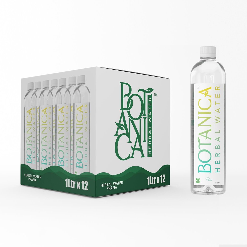 Botanica Herbal Water Pack of 12 | 1000ml PET Bottles | Natural Vetiver, Cardamom, Cinnamon, Cloves & Lemon Infused Beverage | Vegan Hydration Drink for Digestion, Detox and Skin Health