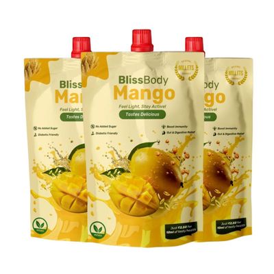 Blissbody Sugar-Free Fermented Millet Drink | Light & Naturally Flavoured | Mango | 200ml x 24 Pack