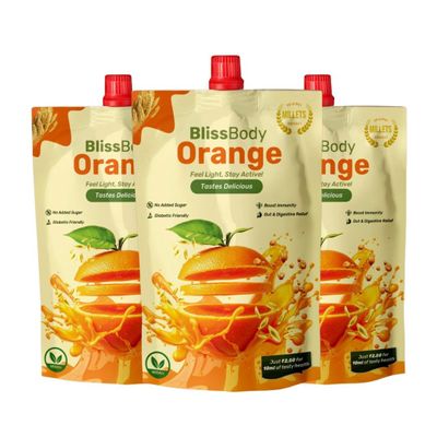 Blissbody Sugar-Free Fermented Millet Drink | Light & Naturally Flavoured | Orange 200ml x 24 Pack