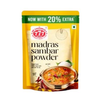 777 Sambar Powder 100g + 20g Extra (Pack of 2) | Madras Sambar Masala | Authentic South Indian Style | Total 240g