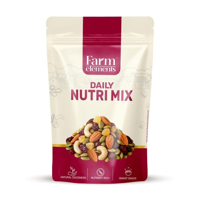 Farm Elements Daily Trail Mix | Cashew, Almond, Pumpkin Seeds, Amla & Cranberry | Premium Immunity & Energy Booster Superfood Mix | Healthy Snack | 200 g