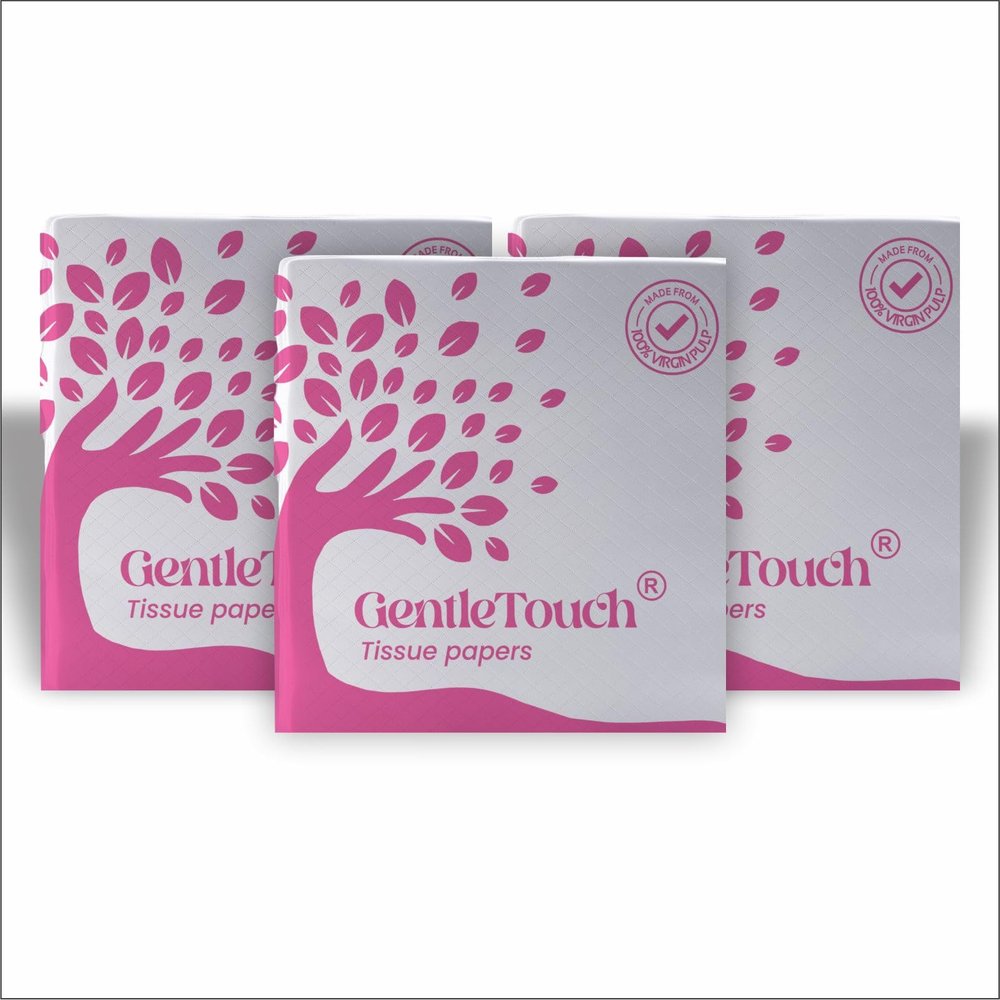 GentleTouch Soft Tissue Paper Napkins (100pcs x Pack of 3) | Super Absorbent Facial Tissues | Hygienic & Biodegradable Table Napkins | For Home, Kitchen, Office, Restaurants & Travel