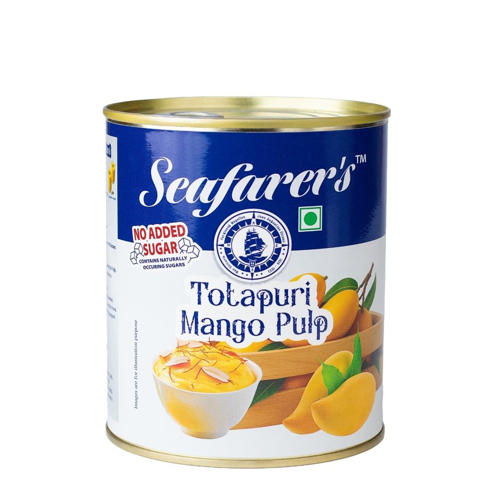 Seafarer's Canned Totapuri Mango Pulp, 1700 g Combo Pack of 850 g x 2 99.9% Pure Totapuri Mango Pulp | Smooth, Tangy-Sweet & Ready-to-Use | Ideal for Juices, Beverages, Ice Creams, Desserts & Bakery Use