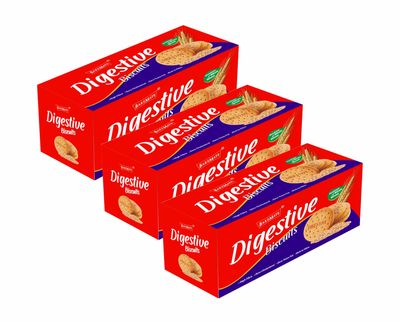 BakeMate High-Fibre Digestive Biscuits (Pack of 3)| Whole Wheat and Bran | Zero Cholesterol | Zero Trans Fat | 600g