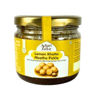 Achari Zaika Lemon Khatta Meetha Pickle | Sweet & Sour Nimbu Ka Achar | Homemade, 100% Natural, Sun-Dried | No Preservatives, Authentic Punjabi Recipe | 250g