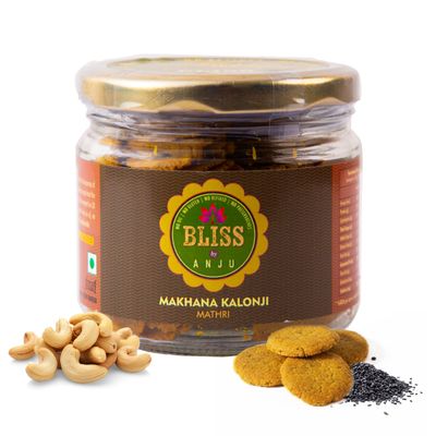 Bliss by Anju Makhana Kalonji Mathri 150g | Contains 28g Protein Per Pack | Baked & Oil-Free | Grain-Free, Gluten-Free & High-Protein Snack | Rich in Fibre | Wholesome Savory Treat