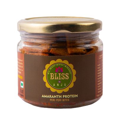 Bliss by Anju Amaranth Peri Peri Bites 150g | 27g Plant Protein Per Pack | Zero Sugar, High-Fibre, Gluten-Free, Oil-Free & Baked | Whole-Food, No Preservatives, Vegan & Clean-Label Snack