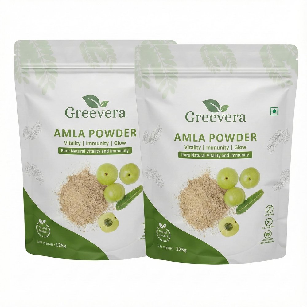 GREEVERA Amla Powder for Immunity, Vitality & Skin Glow | 100% Natural Indian Gooseberry | Herbal Superfood Supplement | Rich in Antioxidants, Vitamins & Minerals | Daily Wellness (Pack-2)