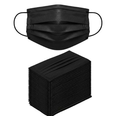 CHARLES (Pack of 100) 3-Ply Disposable Mask | Black | with Adjustable Nose Clip & Elastic Ear Loops | Soft on Skin | Great For Office, School, Home, Kitchen and Outdoors | Unisex
