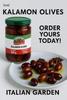 Italian Graden Kalamon Olives, Kalamata Style, Premium Mediterranean, Whole Form, 290g Container, Vegetarian view 2