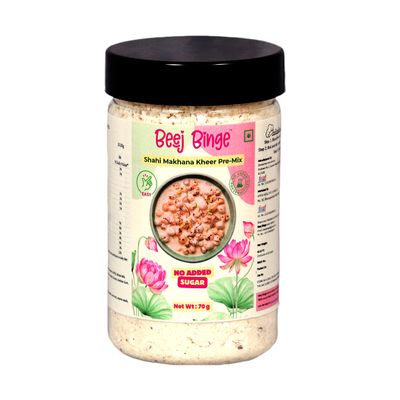 Beej Binge Shahi Makhana Kheer Premix 70g | Sugar-Free | Diabetic-Friendly Dessert | Ready in 10 Minutes | Made with Premium Makhana, Nuts & Saffron | No Sugar, No Preservatives | Healthy Festive Treat