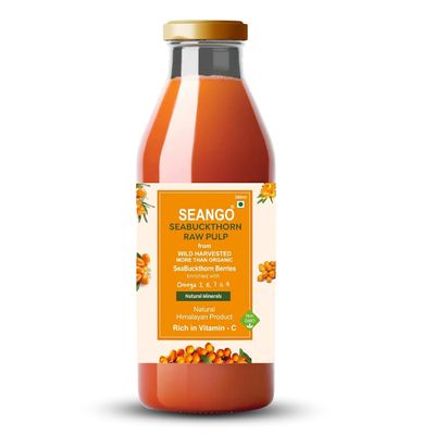 Desi Haat Sea Buckthorn Berry Pulp Juice, 500ml, Vegetarian, Sugar Free, Fruit Puree Health Drink, HDPE Bottle, for All Age Groups