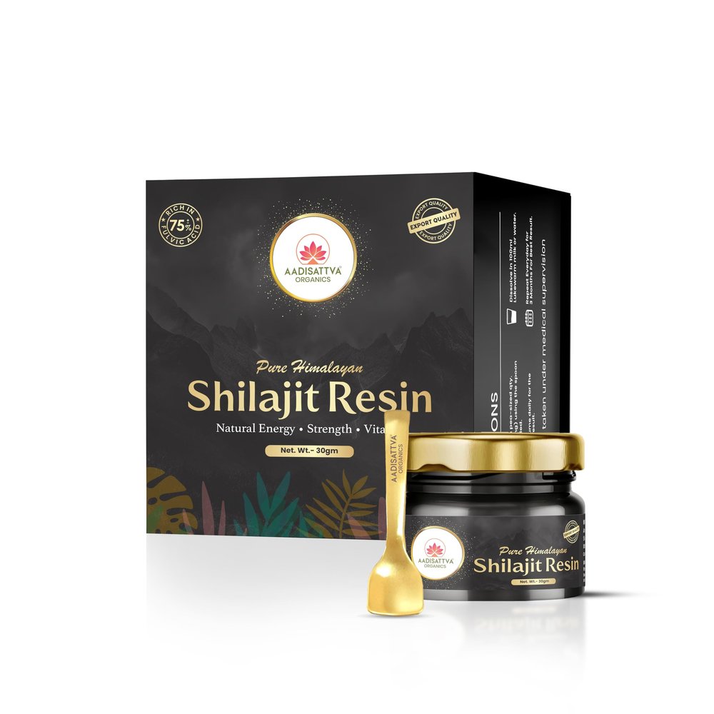 AADISATTVA ORGANICS Pure Himalayan Shilajit Gold Resin  30g 300 mg Serving Natural Energy & Wellness Supplement