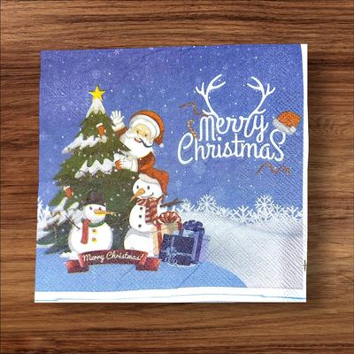 Christmas Holiday Printed Paper Napkins, Festive Snowman and Santa Design, 3-Ply Napkin (25 Pulls Per Pack, 33x33 cm)- Napkins for Daily Use, Dining, Parties, Events and Festive Occasions