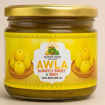 ACHARVEDA Homemade Amla Pickle 250gm with Home Based Recipe without Preservative | Traditional Amla ka Achar