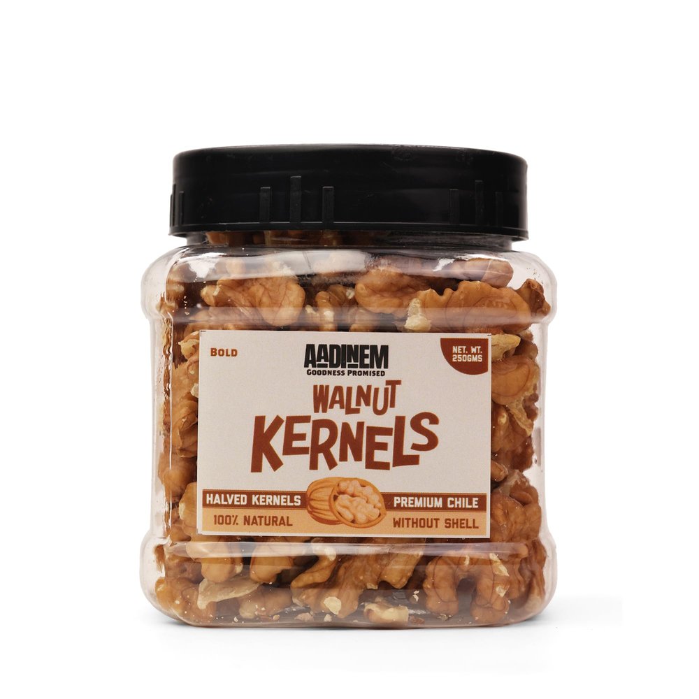 Aadinem Premium Walnut Kernels, 100% Natural Halved Chile Walnuts, 250g, Rich in Omega-3 for Brain and Heart Health
