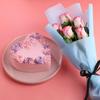 FlowerAura Premium Combo of Fresh Live 3 Pink Roses Flower Bouquet With Delicious 500g Heart Shape Choco Cake For Birthday | Anniversary | Valentine's Day | New Year | Christmas (Same Day Delivery) view 1