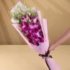 FlowerAura Premium Combo of Fresh Live 3 Purple Flower Bouquet With Delicious 500g Pineapple Cake For Birthday | Anniversary | Valentine's Day | New Year | Christmas (Same Day Delivery) view 2