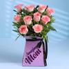 FlowerAura Premium Combo of Fresh Live 12 Pink Roses Flower Bouquet In Box With 500g Pineapple Cake For Mother's Day Surprise & Birthday Gift For Mom | Mother | Maa | Mother-In-Law(Same Day Delivery) view 3
