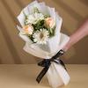 FlowerAura Premium Combo of Fresh Live 2 Gerbera & 2 Roses Flower Bouquet With Delicious 500g Black Forest Cake For Birthday | Anniversary | Valentine's Day | New Year | Christmas (Same Day Delivery) view 2