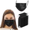 Disposable Face Masks, 3-Ply, Pack of 100, with Nose Clip and Elastic Ear Loops for Adults (Black) view 1