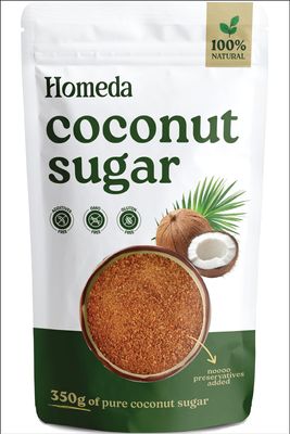 Homeda Coconut Sugar Organic 350 gm, Palm Sugar Organic, Natural Sweetener | Unrefined Unprocessed Coconut Jaggery Powder Substitute | Coco Sap