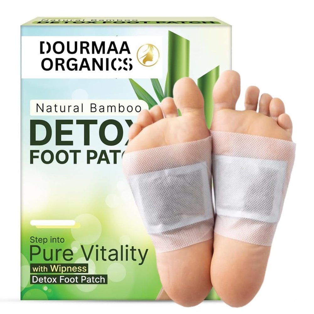 DOURMAA ORGANICS Herbal Detox Foot Patches for Body Cleansing, Stress Relief & Better Sleep | Natural Bamboo Vinegar Foot Pads for Daily Wellness | Pack of 10-100 Patches