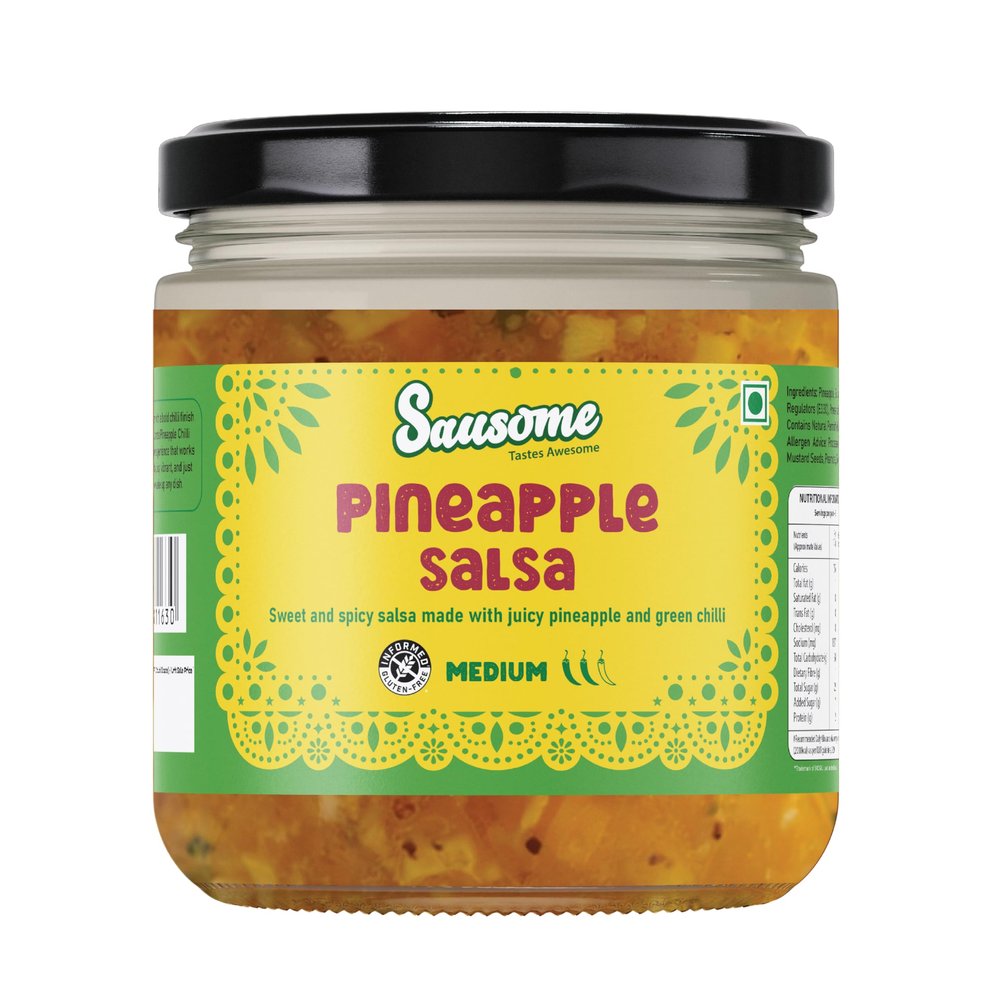 Sausome Pineapple Chilli Salsa | Sweet & Spicy Tropical Dip with Real Pineapple | Ideal for Nachos, Tacos, Chips & Cooking | 190 g