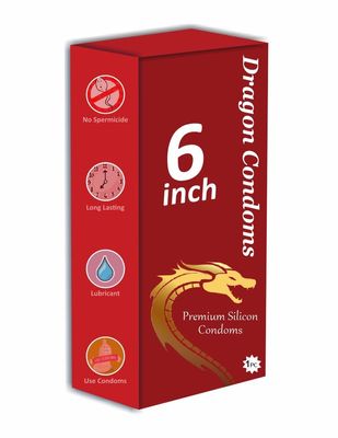 Dragon Lords Premium Silicon Condoms, 6 Inch, For regular use | Ultra Soft | Long Lasted | Extra Pleasure | Extra size
