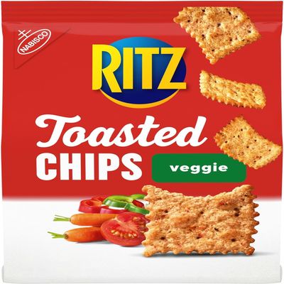 DECADENT FOODS RITZ Toasted Chips Veggie Flavored Crackers, Crispy Snacks with Natural Vegetable Seasoning, 229g (Product Of USA)
