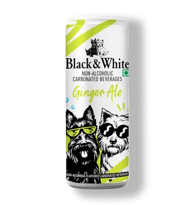 Black & White Ginger Ale (Pack of 4 X 250 ML) | Premium Sparkling Ginger Drink | Refreshing Carbonated Beverage with Real Ginger Aroma | Perfect Mixer for Cocktails, Vodka & Mocktails