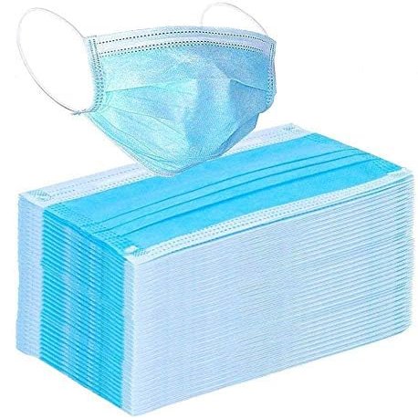 Glovery 3-Ply Disposable Face Masks Non-Woven, Breathable, Soft Ear Loops, Adjustable Nose Clip Protective Mask for Daily Use, Travel, School, Office (500, Blue)