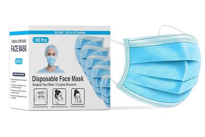 ANGELSAFE Nonwoven Fabric 3Ply Disposable Surgical Face Mask with Nose Clip Blue, Without Valve, for Unisex (50)