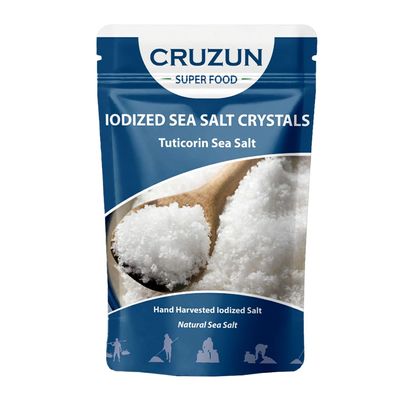 CRUZUN Iodized Crystal Sea Salt - Tuticorin Hand Harvested Crystal Salt Iodized | 100% Natural Sea Salt for Cooking, Baking (975g)