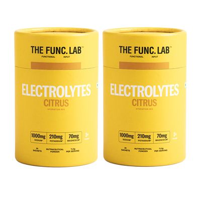 The Func. Lab Daily Electrolytes - Citrus Pack Of 2 | 30 Sachets Each | Instant Hydration Powder with Sodium, Potassium, Magnesium | Sugar-Free, No Preservatives | Instant Energy & Recovery Drink