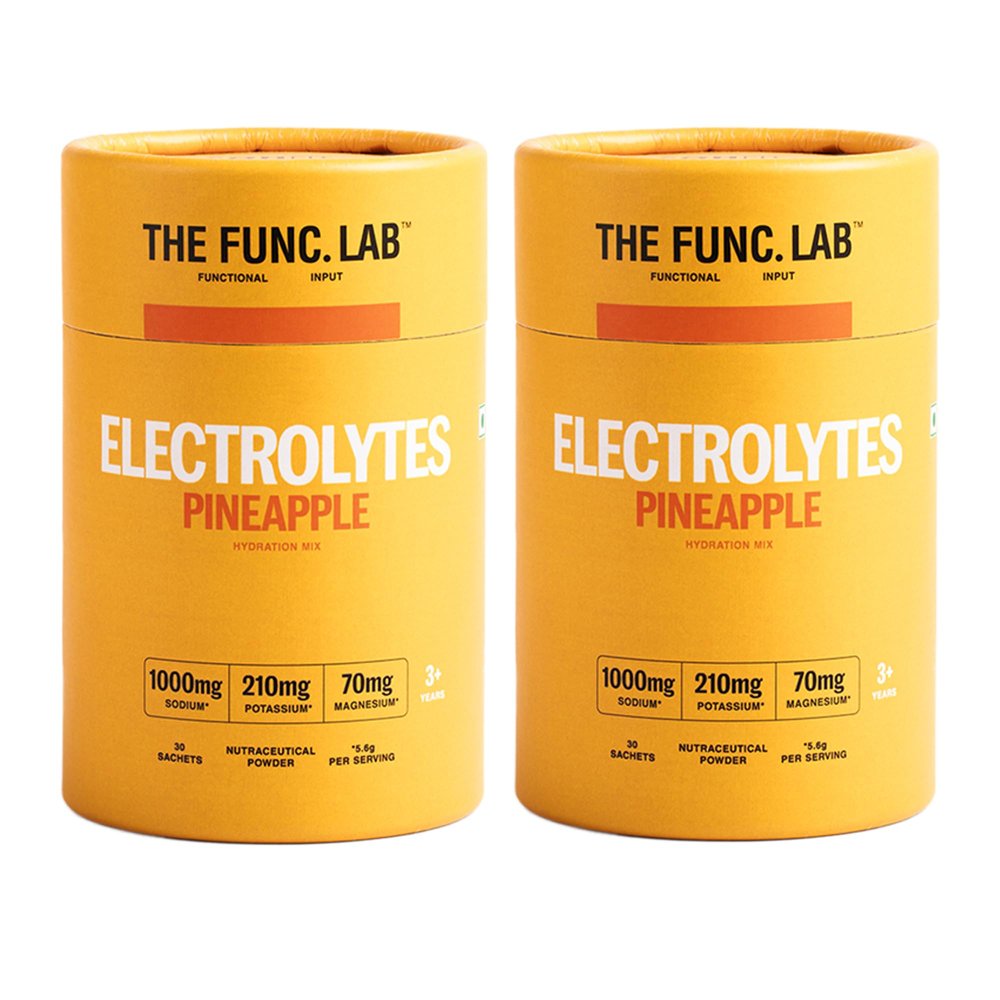 The Func. Lab Daily Electrolytes - Pineapple Pack Of 2 | 30 Sachets Each | Instant Hydration Powder with Sodium, Potassium, Magnesium | Sugar-Free, No Preservatives | Instant Energy & Recovery Drink